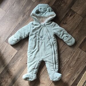 Cozy Blue Hooded Baby One Piece